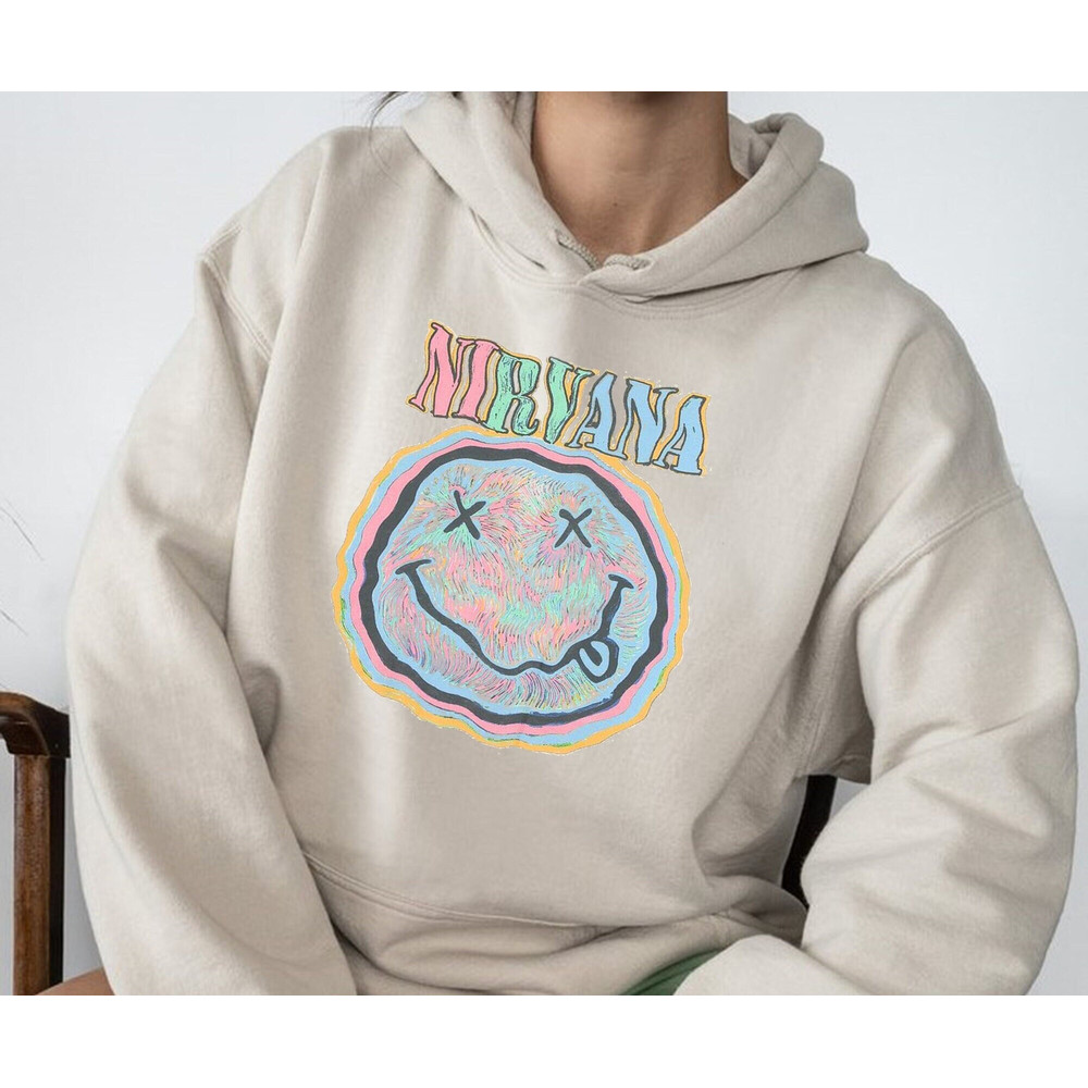 Retro Nirvana Smile Shirt, Nirvana Smiley Face Overdyed Shirt, Vintage Nirvana Logo T-Shirt For Men And Women - 1.jpg