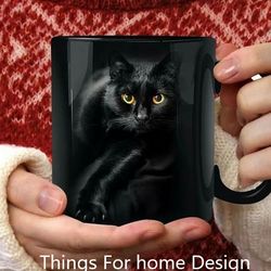 funny black cat mug, 11oz black coffee cup, halloween mug, cat lover mug, black cat, birthday gift, merry christmas gift