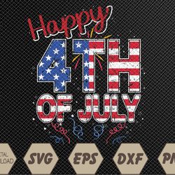 Fireworks Happy 4th Of July US Flag American 4th Of July Svg, Eps, Png, Dxf, Digital Download