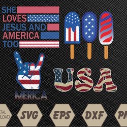 America Rock Sign 4th of July Vintage American Flag PNG 4 Files Svg, Eps, Png, Dxf, Digital Download