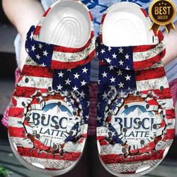 busch latte america flag light beer crocs, sandals, shoes