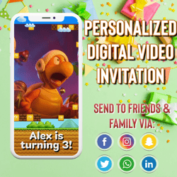 super mario video invitation, super mario invite, super mario birthday, personalized video invitation, instant download