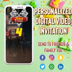 cars birthday invitation video, cars invitation birthday video, cars video invitation, cars birthday evites, cars