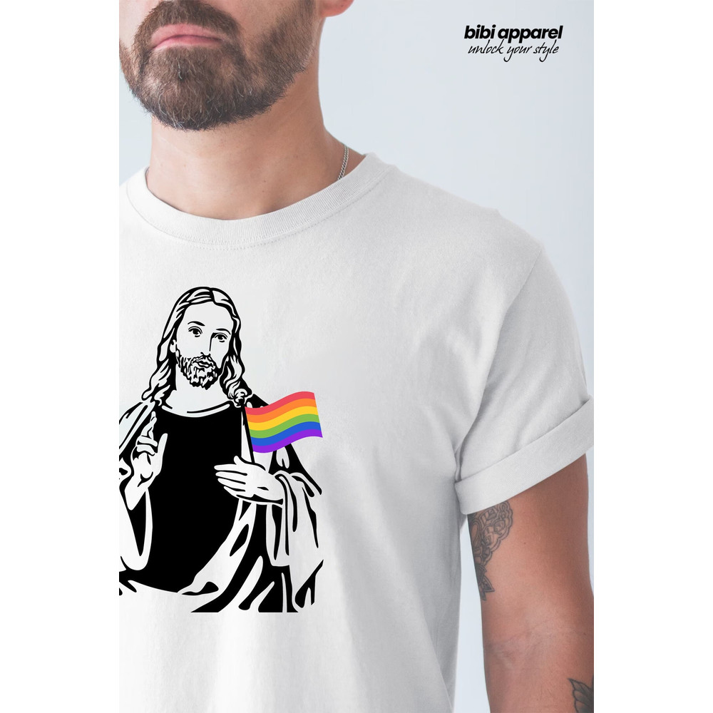 Pride Jesus T-shirt, LGBT Shirt, Pride Shirt, Rainbow Pride Shirt, Lesbian Shirt, Can't Think Straight Shirt, Gay Pride LGBTQ Shirt - 1.jpg