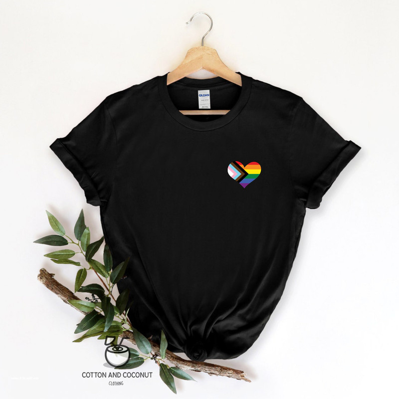 Pride progress tshirt, Rainbow Heart Shirt, Pride Pocket Shirt, LGBT Tee, Pride Rainbow Heart T Shirt, Pride Shirt, ally Tshirt - 1.jpg