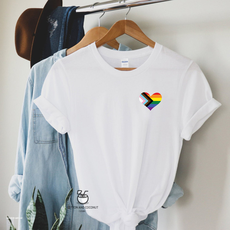Pride progress tshirt, Rainbow Heart Shirt, Pride Pocket Shirt, LGBT Tee, Pride Rainbow Heart T Shirt, Pride Shirt, ally Tshirt - 2.jpg