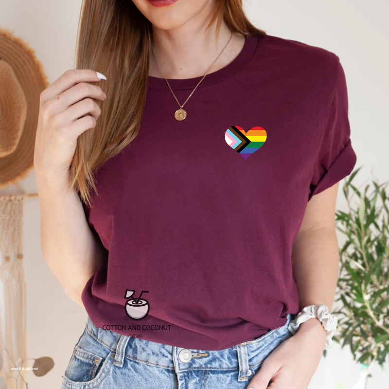 Pride progress tshirt, Rainbow Heart Shirt, Pride Pocket Shirt, LGBT Tee, Pride Rainbow Heart T Shirt, Pride Shirt, ally Tshirt - 4.jpg