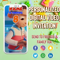 "paw patrol birthday invitation, paw patrol birthday invite, paw patrol video invitation, animated invitation, paw
