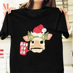 Mo Ho Ho Ho Retro Christmas Highland Cow Vintage T-Shirt, Cow Shirt, Christmas Gift, Highland Cow Shirt, Ho Ho Ho Shirt