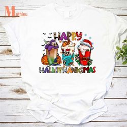 Happy Hallothanksmas Halloween Christmas Vintage T-Shirt, Christmas Shirt, Hallothanksmas Shirt, Thanksgiving Shirt