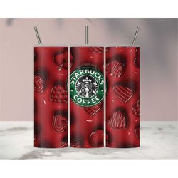 3D Inflated Puff Red Coffee Wrap Sublimation Tumbler Design Download PNG, 20 Oz Digital Tumbler Wrap PNG Download