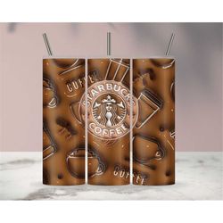 3D Inflated Puff Enjoy Coffee Wrap Sublimation Tumbler Design Download PNG, 20 Oz Digital Tumbler Wrap PNG Download