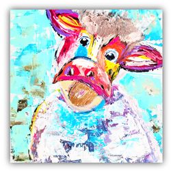 Cow Painting Animal Original Art Cow Wall Art Small Painting Original Artwork