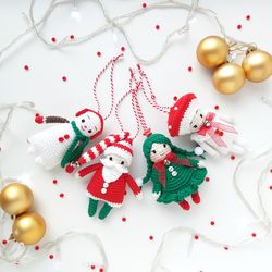 Christmas Crochet Decoration: Santa, Christmas Tree, Snowman, Mushroom, Christmas Tree Ornaments Crochet Pattern
