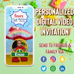 birthday invitation, party decoration, video invitation, birthday invite, animated, digital invitation, invitacion anima
