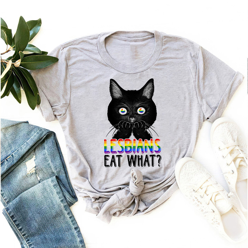 Lesbians Eat What Shirt, Funny Lgbtq Shirt, Funny Cat Lgbt Shirt, Pride Month Shirt - 1.jpg