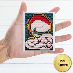 The Mirror by Pablo Picasso Cross Stitch Pattern. Miniature Art, Easy Tiny