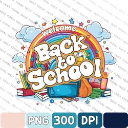 Welcome Back To School Png, Retro Back To School Png, First day of school Png