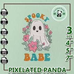 retro spooky babes embroidery design, spooky ghost embroidery design, happy halloween embroidery file, retro halloween e