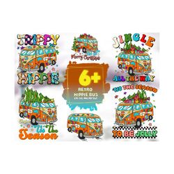 6 files retro hippie bus bundle svg sublimation, christmas svg