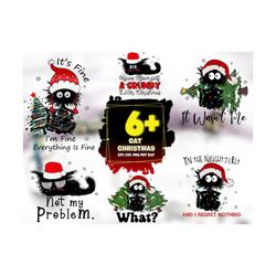 6 files funny black cat christmas bundle svg sublimation
