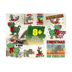 8 files animal christmas bundle svg sublimation, christmas svg