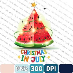 Christmas In July Watermelon Christmas Tree Summer Vacation Png, Tropical Summer Png, Christmas In July Png, Summertime
