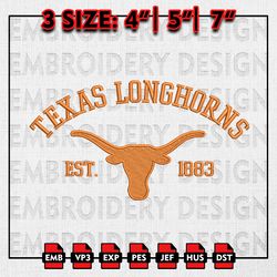 NCAA Texas Longhorns Embroidery files, NCAA Embroidery Designs, Texas Longhorns Machine Embroidery Pattern