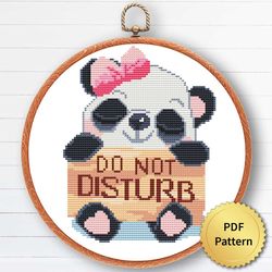 Funny Cute Baby Panda Cross Stitch Pattern