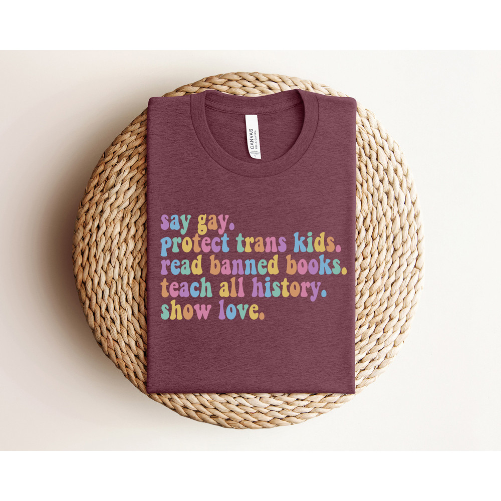 Say Gay Protect Trans Kids Read Banned Books Teach All History Show Love, Equality Shirt, LGBTQ Tee, Pride Ally Shirt, LGBTQ Gift, Trans Tee - 4.jpg