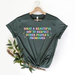what a beautiful day to respect other peoples pronouns shirt, gay tee, positive shirt,human rights shirt,equality tee,lg