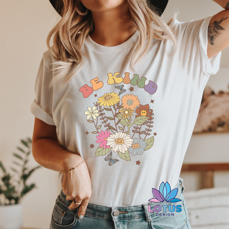 Be Kind T-Shirt, Floral LGBT Tee, Equal Rights Tee, LGBT Pride Shirt, Lesbian Sweat, Gay Pride Tee, The Rainbow Flag, Cute Daisy Tee - 2.jpg