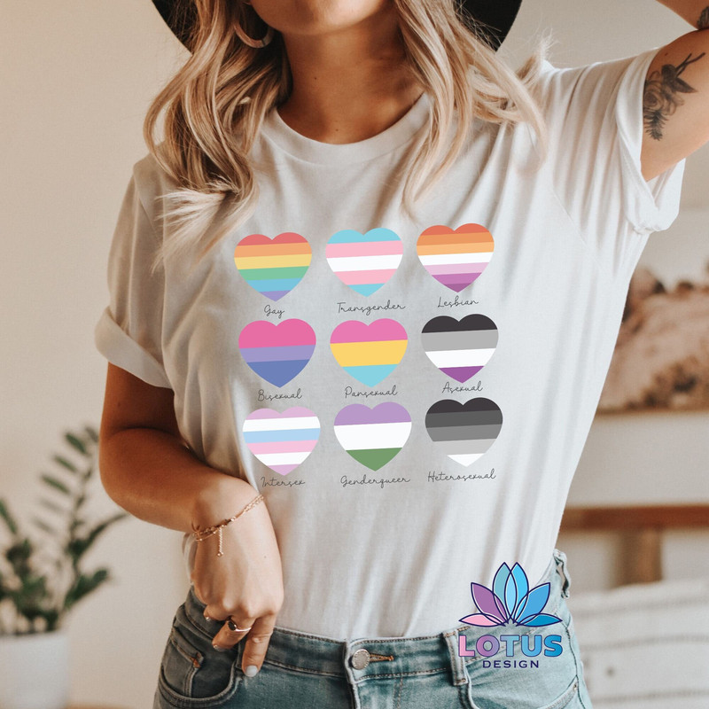 LGBT Colors T-Shirt, Rainbow Heart T-Shirt, Pride Heart Shirt, Pride Parade Tee, Equal Rights Tee, LGBT Pride Shirt, Lesbian Sweat, Cute Tee - 1.jpg