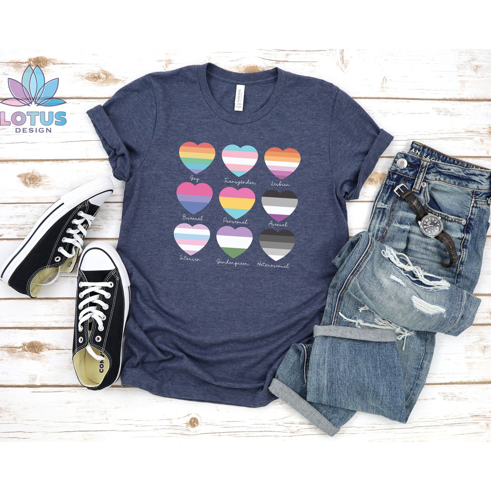 LGBT Colors T-Shirt, Rainbow Heart T-Shirt, Pride Heart Shirt, Pride Parade Tee, Equal Rights Tee, LGBT Pride Shirt, Lesbian Sweat, Cute Tee - 2.jpg
