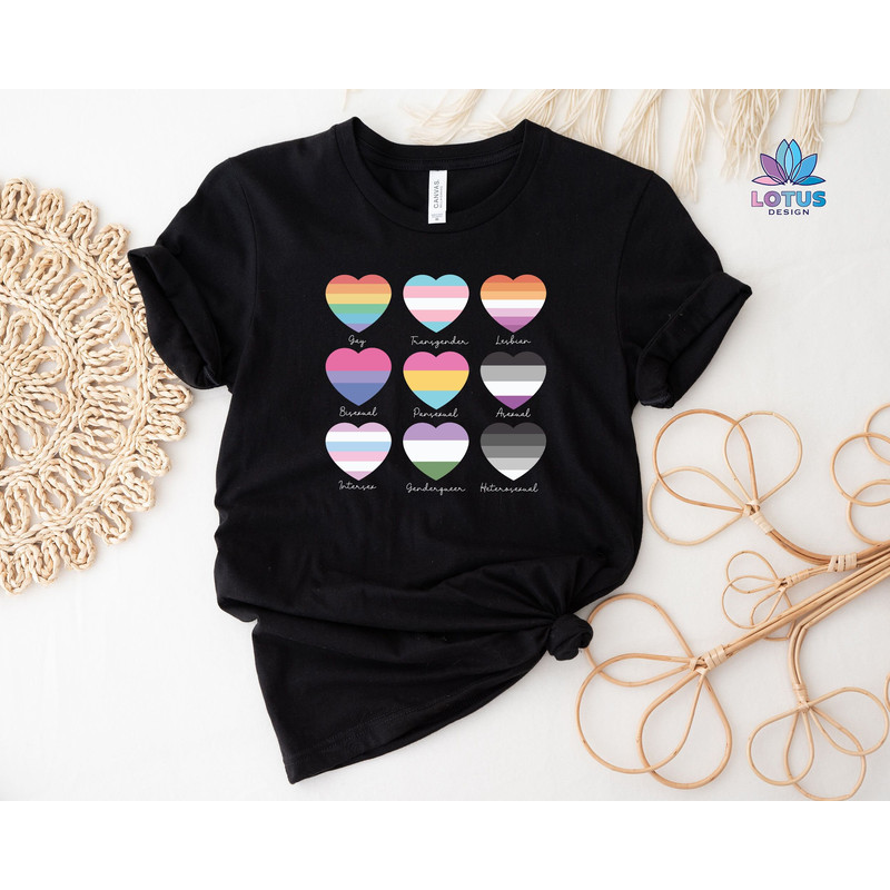LGBT Colors T-Shirt, Rainbow Heart T-Shirt, Pride Heart Shirt, Pride Parade Tee, Equal Rights Tee, LGBT Pride Shirt, Lesbian Sweat, Cute Tee - 3.jpg