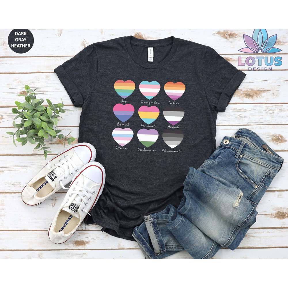 LGBT Colors T-Shirt, Rainbow Heart T-Shirt, Pride Heart Shirt, Pride Parade Tee, Equal Rights Tee, LGBT Pride Shirt, Lesbian Sweat, Cute Tee - 4.jpg