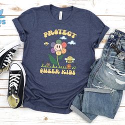 protect queer kids t-shirt,  floral lgbt tee, equal rights tee, lgbt pride shirt, love of nature sweat, gay pride tee, c