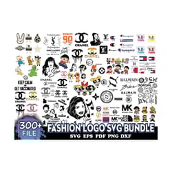 300 fashion logo svg bundle, brand logo svg, famous brand svg