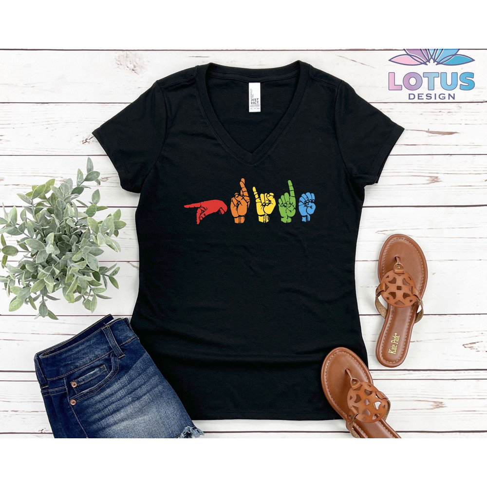 Sign Language T-Shirt, LGBT Pride Shirt, Pride Parade Tee, Rainbow Tee, Lesbian Sweat, Gay Parade Tee, Gift For Lesbians, Gift For Gays - 2.jpg