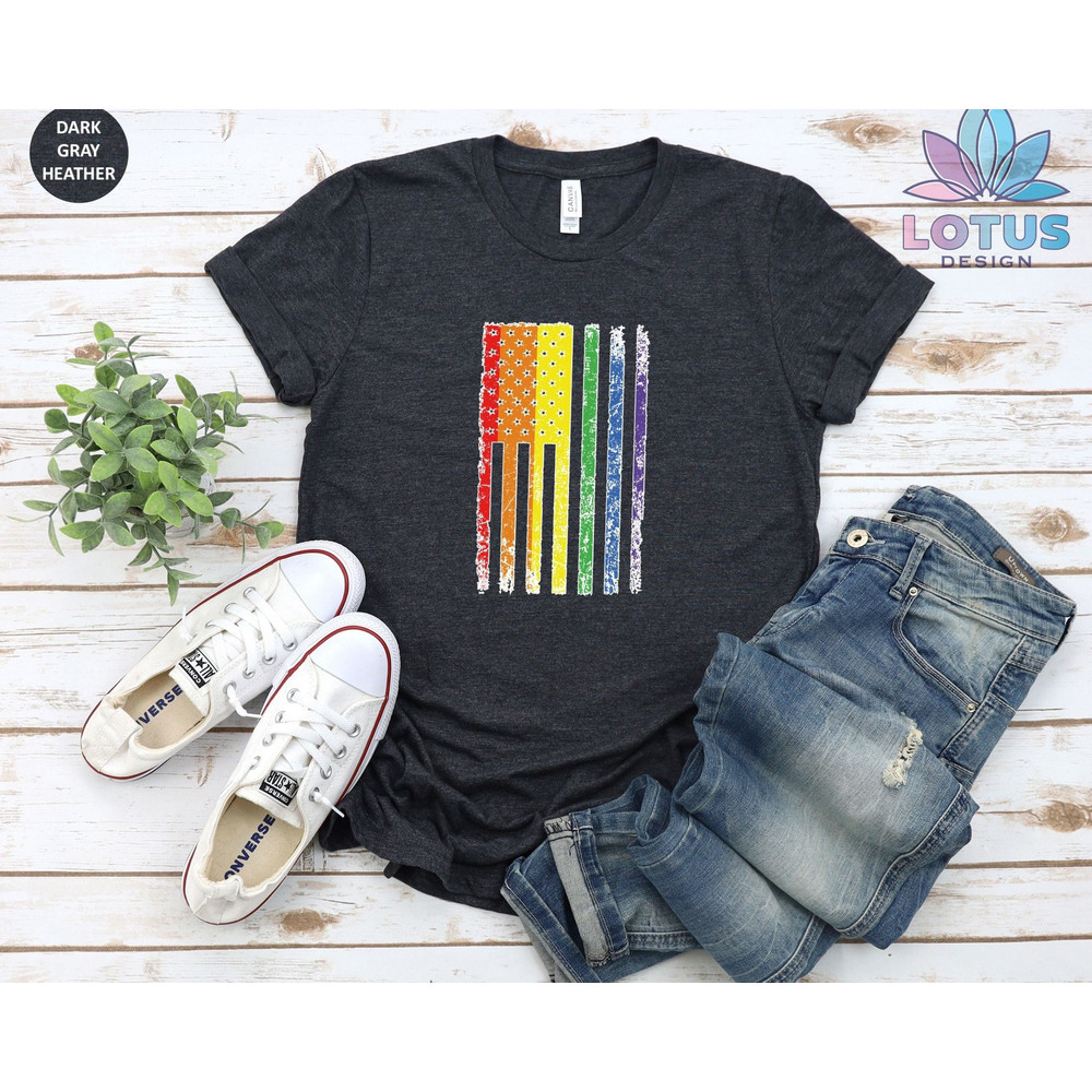 The American LGBT Flag T-Shirt, Don't Say Desantis T-Shirt, Equal Rights Tee, LGBT Pride Shirt, Lesbian Sweat, Gay Pride Tee, Rainbow Flag - 1.jpg