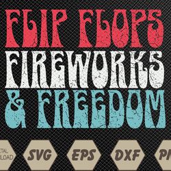 Retro American July 4th Summer Flip Flops Fireworks Freedom Svg, Eps, Png, Dxf, Digital Download