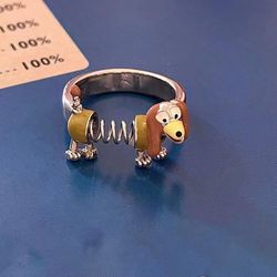 Disney Movie Toy Story Ring Cartoon Slinky Dog Adjustable Metal Rings For Girl Cute Party Accessories Jewelry