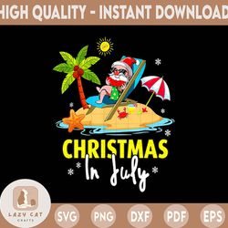 Christmas In July Party Svg, Summer Xmas Santa, Holiday Svg, Tropical Christmas, Pool Party, Printable Instant Download