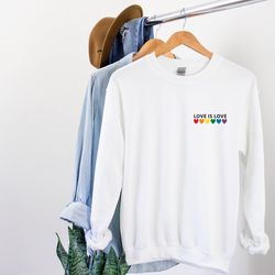 Love is Love Rainbow Heart Sweatshirt, Pride Rainbow Heart Sweatshirt, Pride Shirt. Unisex Sweatshirt. LGBT tee X-mas gi