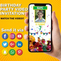 Birthday Invitation, Party decoration, Video Invitation, Birthday Invite, Animated, Digital Invitation, Animated