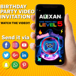 Video Game Birthday Invitation, Gaming Party Invitation, Video Game Invitation, Video Gamer digital party evite, Video