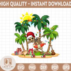 dabbing skeleton santa christmas in july png, summer vibes, beach vacation, holiday png, sublimation