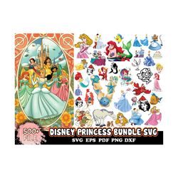 500 disney princess bundle svg, disney svg, princess svg