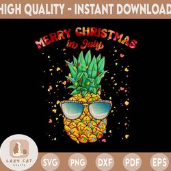 Happy Christmas in July Pineapple Hawaii PNG, Santa Beach Summer Vacation, Xmas In July Gift Digital PNG