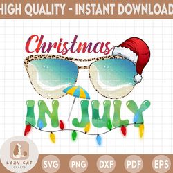 christmas in july png, funny summer png, beach vacation png, christmas in july santa hat sunglasses summer celebration